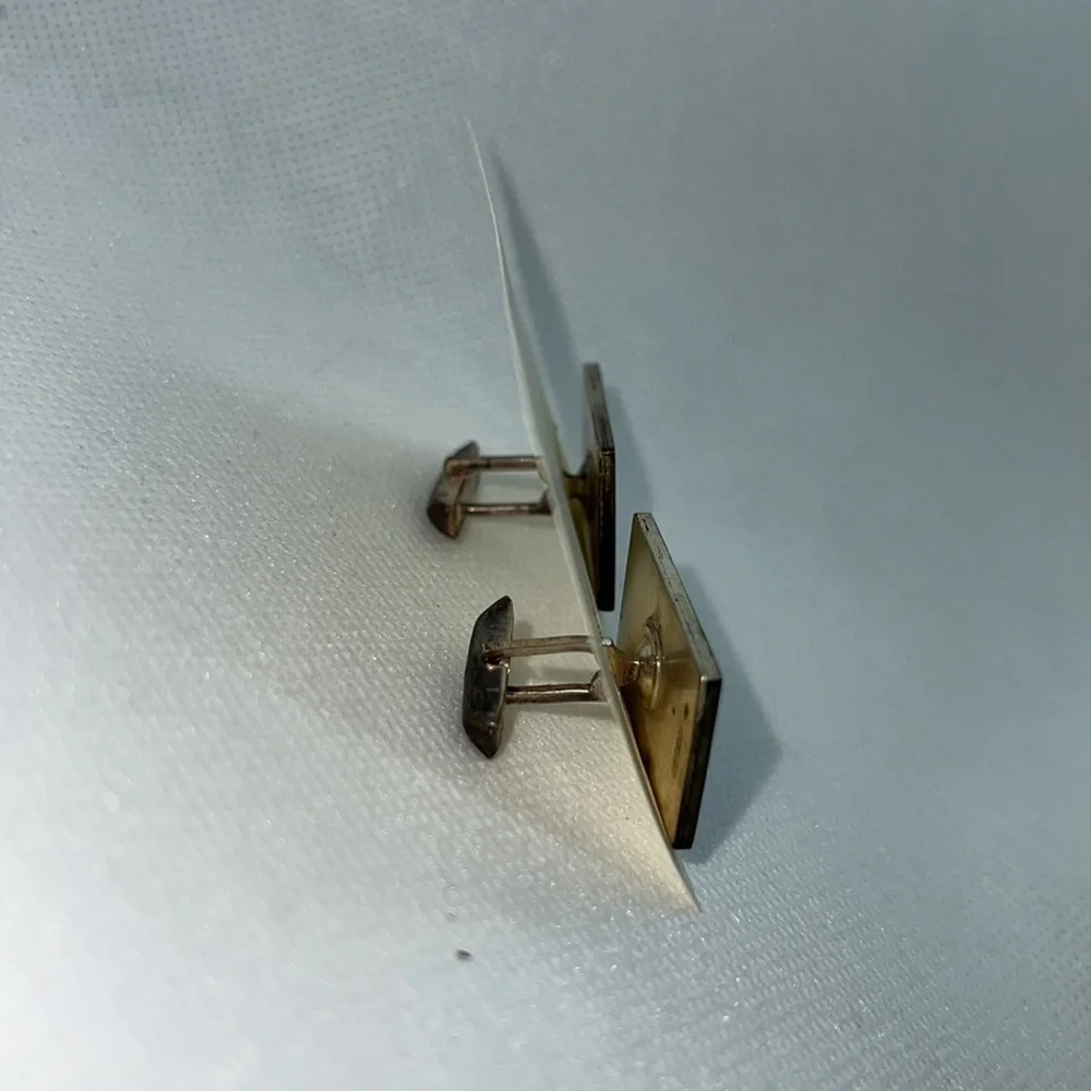 VINTAGE CUFF LINKS STAMPED “STERLING” SILVER WESTERN FOLIAGE DESIGN